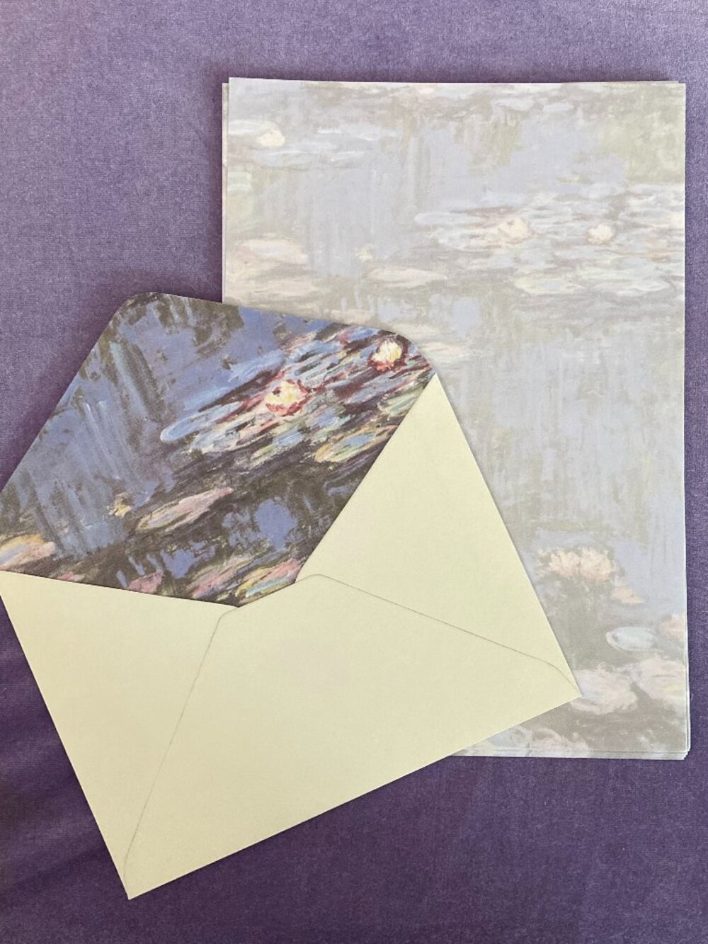 Vintage Stationery with Matching Lined Envelopes - Monet Water Lilies